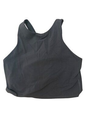 Athleta Cropped Tank Top Small Charcoal Gray High-Neck Racerback Athleisure